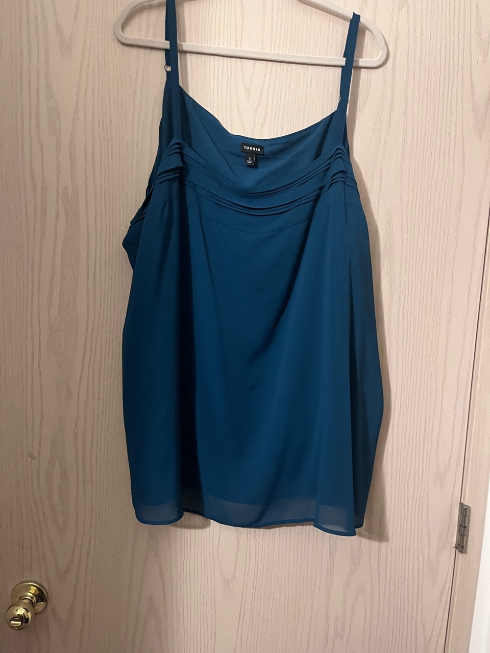 Torrid Teal Chiffon Spaghetti Strap Blouse